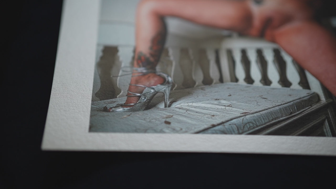 Nude Art Photography - Woman with Silver High Heel Shoes on Bench