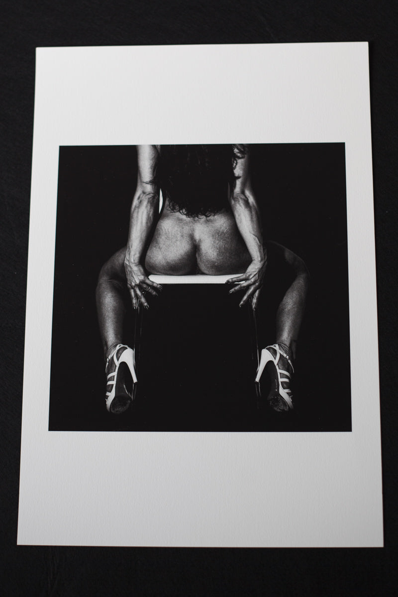 Sitting on White Chair - Square Composition - Erotic Photography